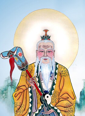 祖师画像挂画佛堂供奉祖师爷神像道德灵宝元始天尊卷轴饰画
