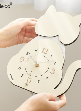Mndeld软萌猫咪动物治愈系座钟玄关台钟桌面卧室布置装饰品