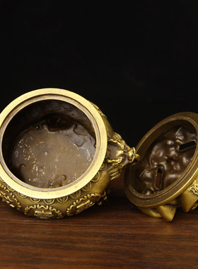 升级版铜三足元宝聚宝盆摆件 铜元宝 铜聚宝盆摆件