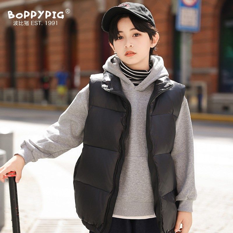 波比猪儿童羽绒服马甲男宝短款女童宝宝中大童外套冬装 2024新款,淘宝优惠券,粉丝福利购,淘宝优惠卷