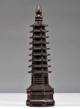 黑檀木雕文昌塔摆件9层文昌塔实木塔家居办公摆设开业送礼工艺品