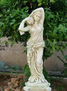 欧式玻璃钢人物雕塑艺术品客厅户外落地摆设可定制作小号仕女摆设