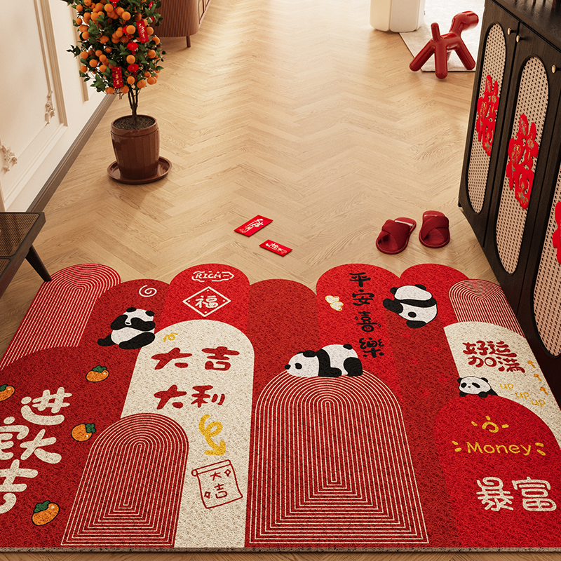 入户门地垫进门家用门垫门外高级感出入平安丝圈脚垫红色玄关地毯 - 图0