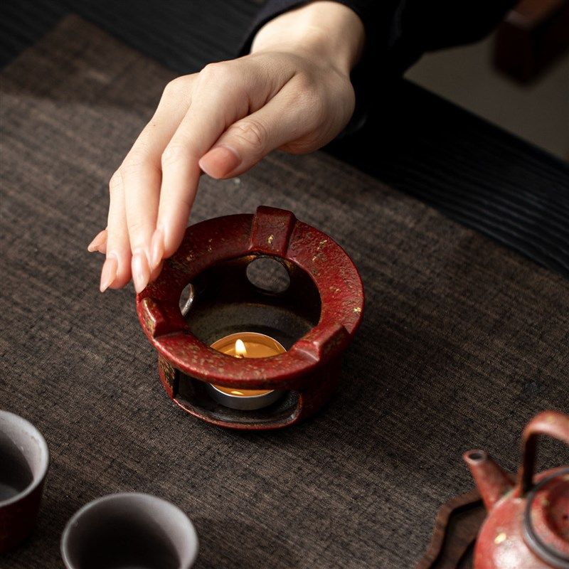 道仟 满山红洒金温茶炉家用办公室暖茶炉蜡烛加热底座复古温茶器,淘宝优惠券,粉丝福利购,淘宝优惠卷