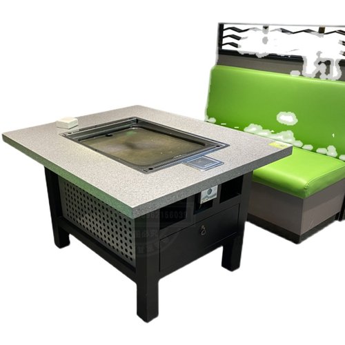 厂家直销石板烧烤肉桌韩式自助无烟火锅桌椅实木电热炉商用大理石 - 图3