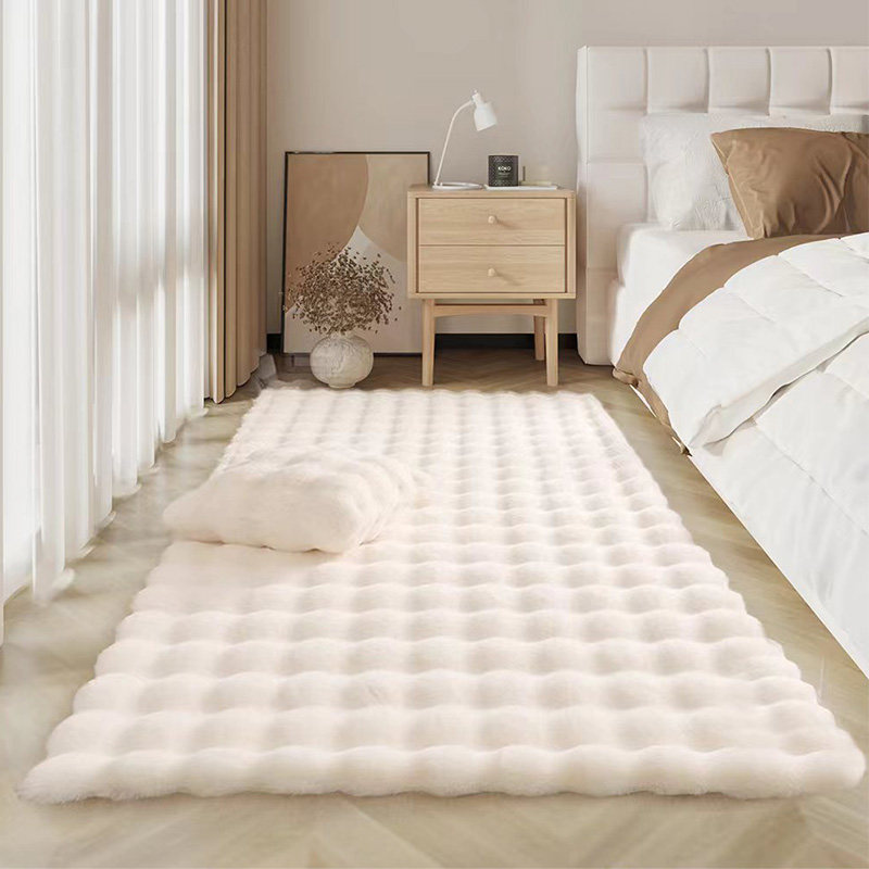 加厚仿兔毛卧室床边毯柔软泡泡绒级感飘窗房间地垫奶油风秋冬,淘宝优惠券,粉丝福利购,淘宝优惠卷