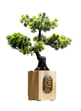 电视柜迎客松招财高档客厅入户玄关乔迁暖居桌面收银台装饰品