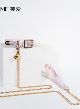 FLAME手作粉色蛇纹项圈定制刻字皮革choker