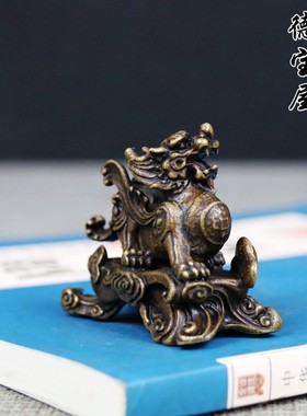 铜貔貅一对桌面摆件招财纳福铜貔貅摆件复古聚财小号实心手把件