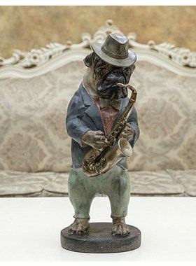 个性创意美式欧式电视柜狗狗乐队名犬家族西洋乐器摆件家居装饰品