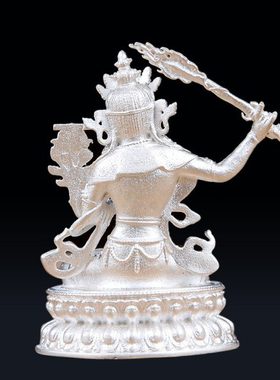 文殊菩萨铜像99银家用室内家用智慧菩萨随身佛小铜像