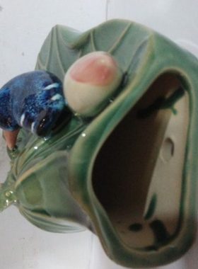 陶瓷莲藕挂壁墙饰花插水培植物干花花瓶门口玄关电视柜背景饰品