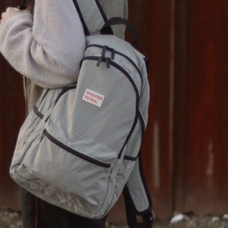 MASMARULEZ官方正品现货 双肩包百搭防水尼龙书包多口袋背包 灰色,淘宝优惠券,粉丝福利购,淘宝优惠卷