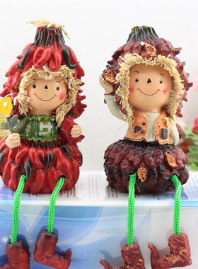 蔬菜水果吊脚娃娃摆件 创意田园家居工艺品装饰品房间电视柜摆设