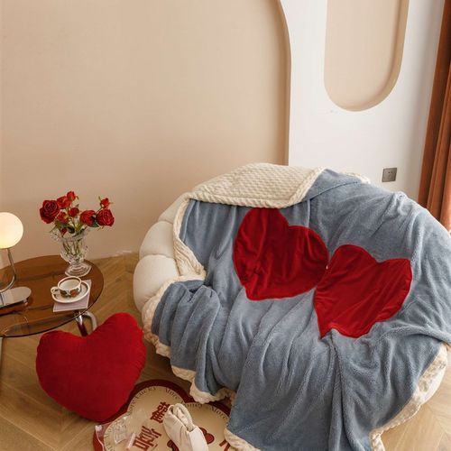 [莫加] 又是抱枕!又是毛毯!爱心抱枕多功能保暖秋冬沙发毯 - 图2