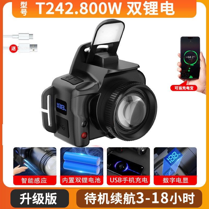 跨境白激光感应头灯充电长续航家用应急小头灯户外头戴式夜钓鱼灯,淘宝优惠券,粉丝福利购,淘宝优惠卷