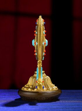 慧宝金轮宝摆件纯铜法轮摆件精工轮王七政宝金轮宝用品10.8cm