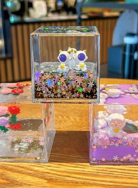 2025创意方砖压克力流沙入油摆件大方块精致少女心桌面装饰小礼品