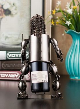 铁艺机器人红酒架客厅家装饰品摆件工艺品乔迁新居礼品创意实用