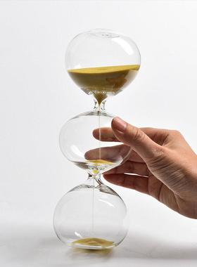 创意玻璃沙漏三层球形沙漏计时器个性化斯堪的纳维亚现代风格家居