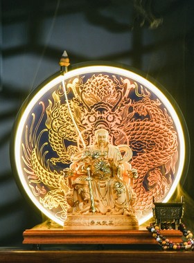 真武大帝神像家用供奉新中式木雕玄武大帝玄天上帝道家工艺品摆件