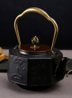新中式复古国风摆件博古架茶室装饰茶壶铸铁壶茶具礼品壶玄关饰品