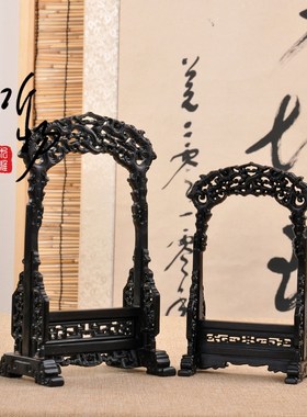 实木紫光檀首饰展示挂架复古吊坠项链玉器拍摄道具古龙纹蝙蝠纹饰