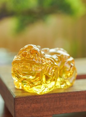 黄水晶招财貔貅桌面摆件家用客厅书房装饰品乔迁开业工艺品送礼