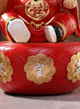 财神爷聚宝盆招财摆件家居办公室收银台装饰工艺品公司开业乔迁礼