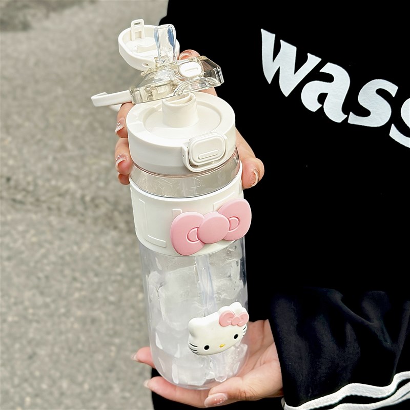 大容量水杯夏季女耐高温吸管杯子中学生刻度便携运动水壶太空杯男 - 图1