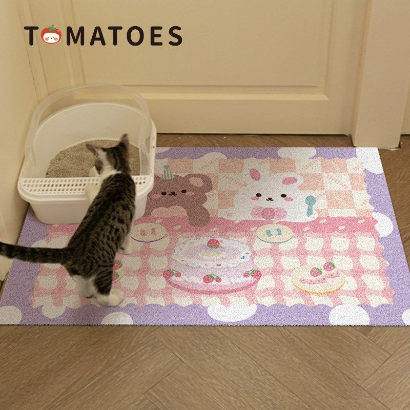 番茄营业中宠物猫砂盆防溅垫子猫咪蹭脚地垫丝圈耐脏耐磨碗垫,淘宝优惠券,粉丝福利购,淘宝优惠卷