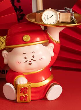 2025年新款新中式财神入门玄关钥匙收纳托盘开业桌面摆件轻奢高档