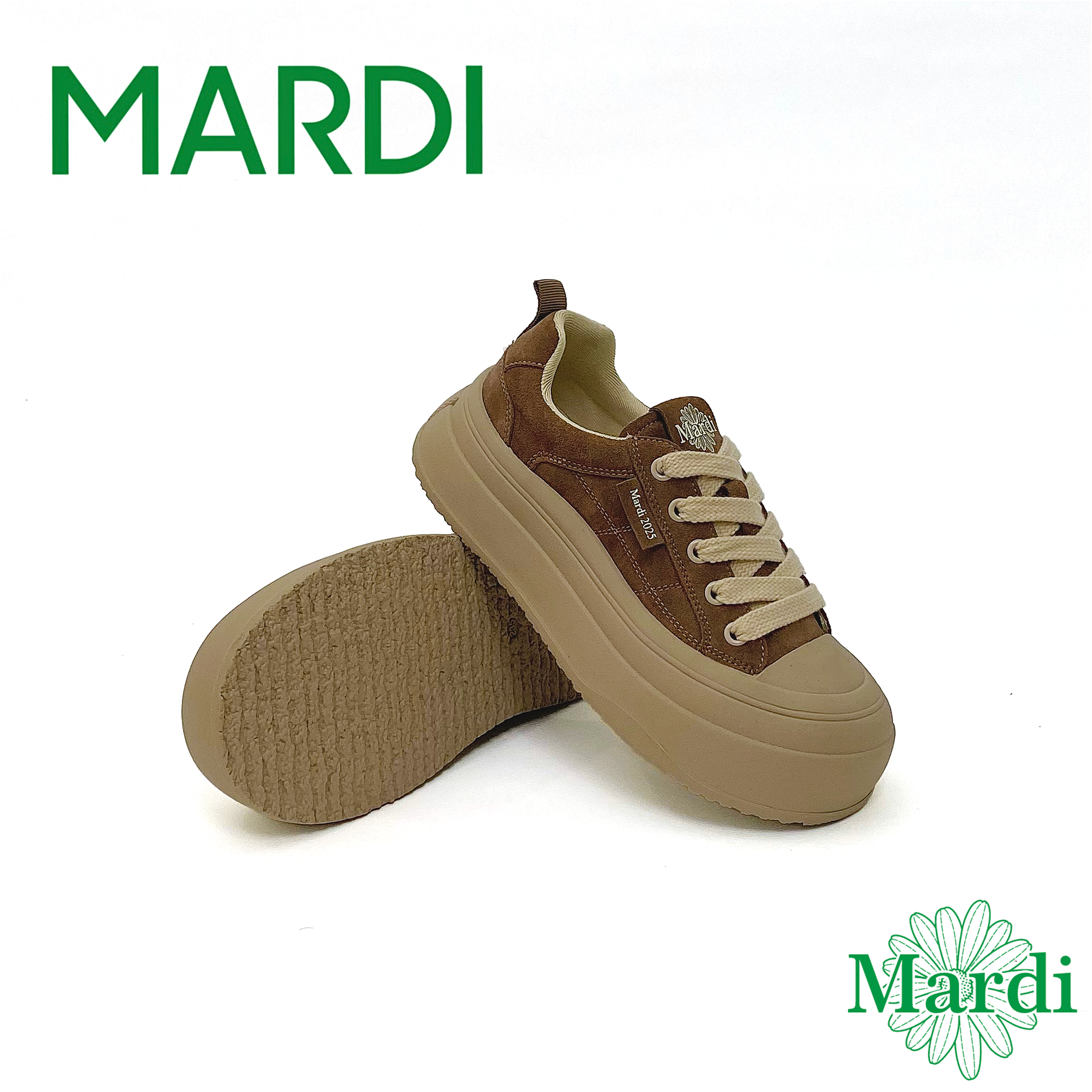 MARDI厚底韩系板鞋秋季真皮复古百搭轻便软底舒适圆头运动休闲鞋,淘宝优惠券,粉丝福利购,淘宝优惠卷