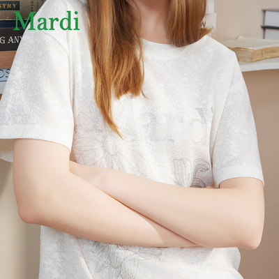 MARDI字母印花宽松短袖T恤女