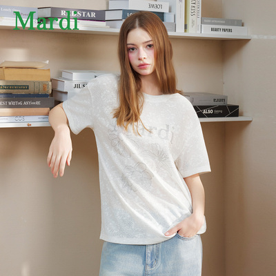 MARDI字母印花宽松短袖T恤女