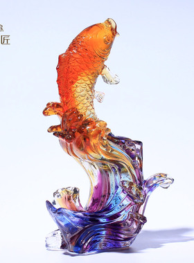 琉璃鱼的工艺品招财客厅水晶装饰品创意乔迁新居实用高档奢华
