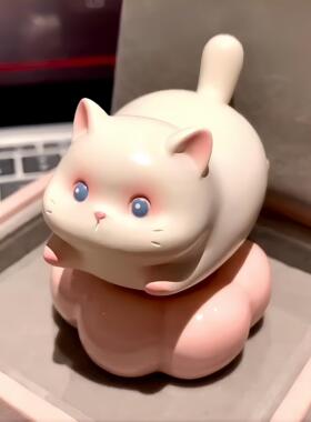 可爱旋转小猫办公室桌面装饰治愈创意摆件工位家居装饰品入户玄关
