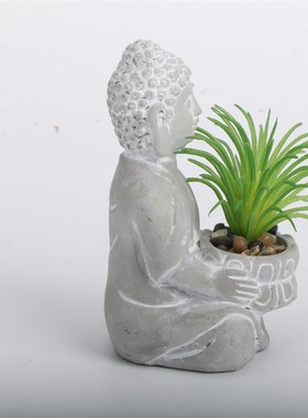 创意中式水泥佛像人物摆件盆景造景微景观摆设创意家居装饰品