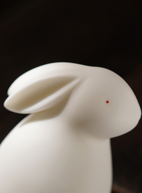 德化白瓷可爱小兔子摆件创意简约迷你玉兔家居客厅桌面装饰品摆设