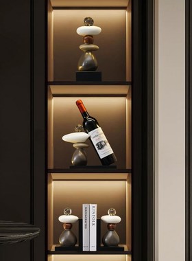 时来运转流沙画摆件酒柜装饰品轻奢玄关高级感客厅家居饰品餐边柜