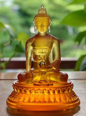 古法琉璃三宝佛释迦牟尼佛药师佛阿弥陀佛三世佛家用桌面摆件供具