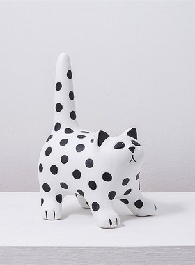 北欧风格波点猫咪陶瓷摆件客厅电视柜儿童书柜样板间玄关卡通装饰
