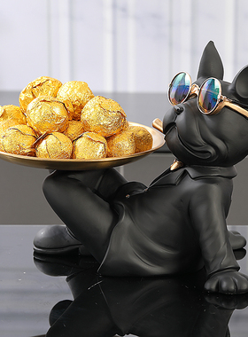 法斗犬狗狗挂钩桌面收纳创意玄关挂放钥匙架首饰摆件装饰家用门口