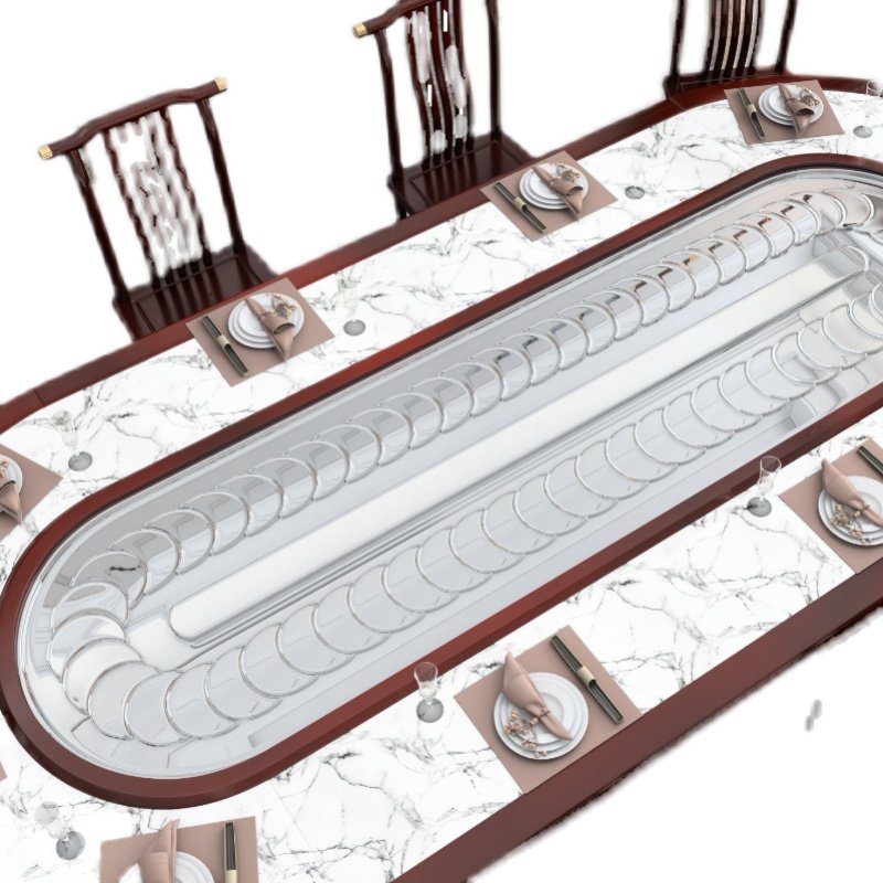 椭圆电动餐桌长方形回转酒店餐桌旋转小火锅桌子电磁炉一体10人,淘宝优惠券,粉丝福利购,淘宝优惠卷