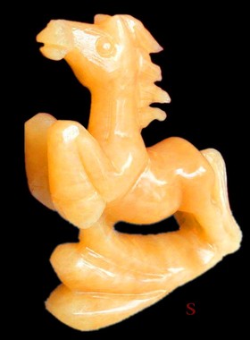 天然黄玉生肖马摆件家居客厅办公室电视柜酒柜玄关雕刻工艺品