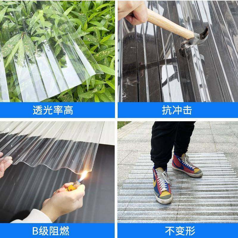 PC采光瓦透明瓦玻璃钢瓦彩钢瓦阳光板加厚雨棚瓦片屋顶塑料树脂瓦 - 图0