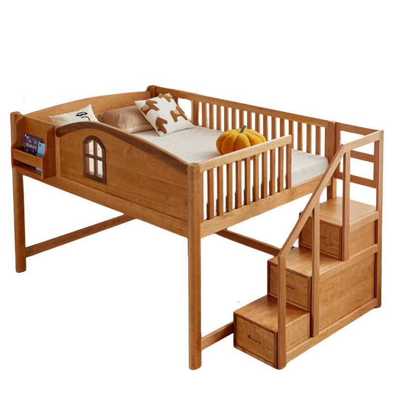 儿童床男孩全实木树屋床半高床加高护栏风中高床女孩房小户型,淘宝优惠券,粉丝福利购,淘宝优惠卷