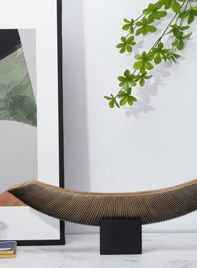 现代简约新中式船型雕塑摆件客厅电视柜软装售楼处别墅玄关装饰品