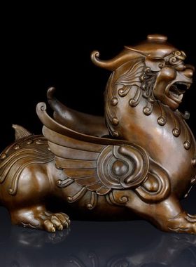 纯黄铜貔貅工艺品摆件铜貔貅家居饰品铜貔貅一对办公室装饰品貔貅