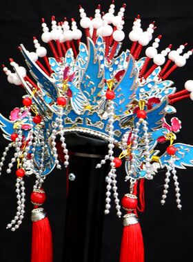 汽车摆件凤冠帽子 蓝色九凤冠 小神像泰山奶奶妈祖王母娘娘凤冠